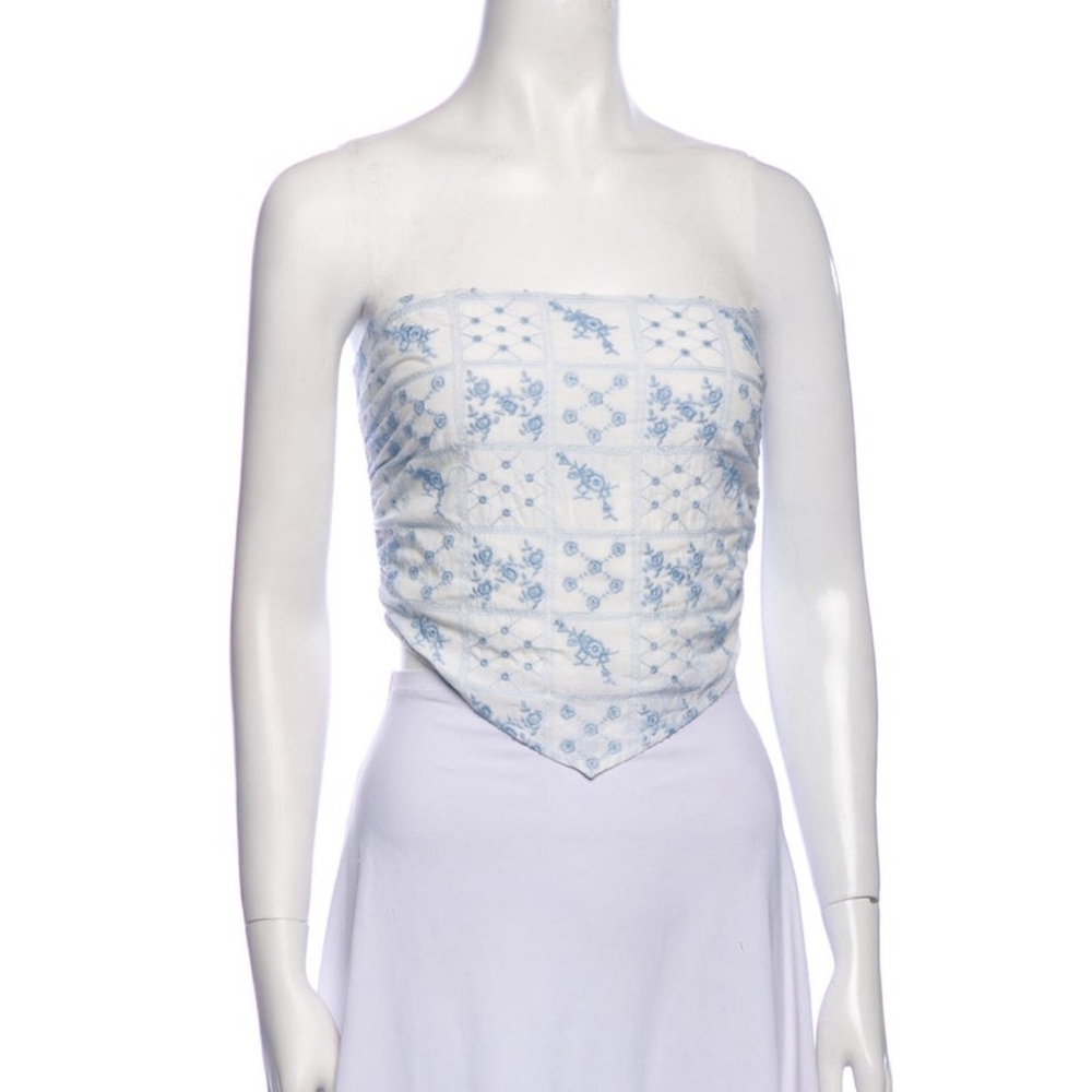 Reformation Dillon Blue and White Top - Picture 2 of 10